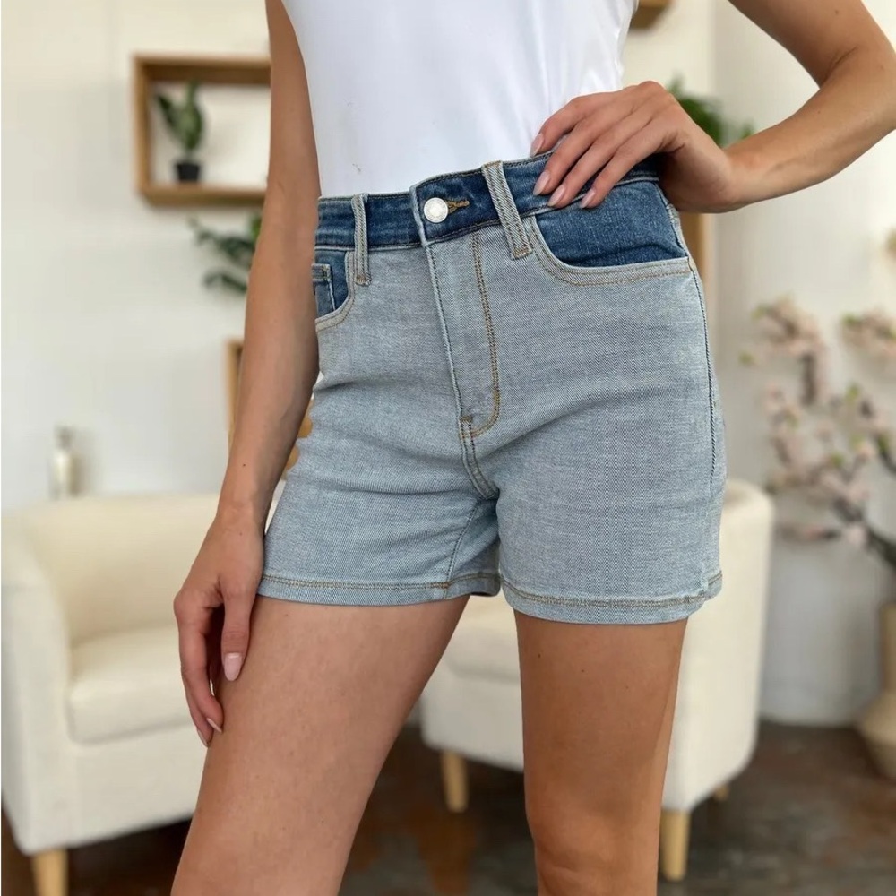 Judy Blue Color Block Jean Shorts